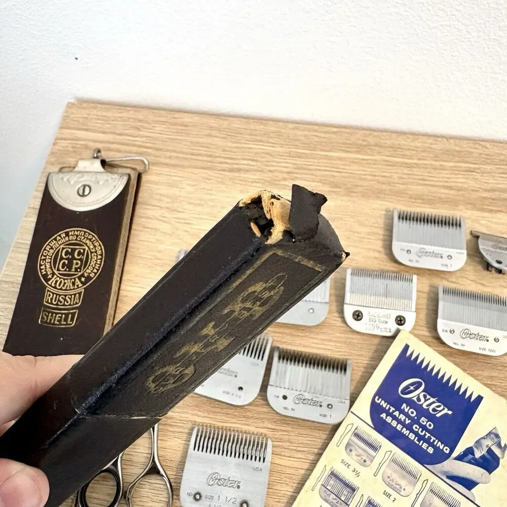 Vintage Barber Lot Oster No. 50 Clipper Blades Andis BG Blade Straight Razor